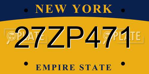 27ZP471 New York License Plate