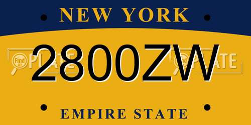 2800ZW New York License Plate