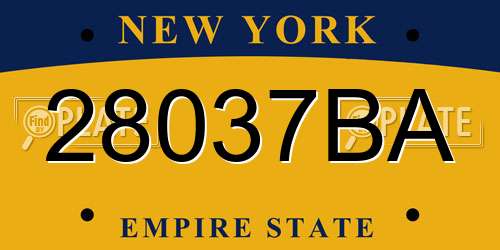 28037BA New York License Plate