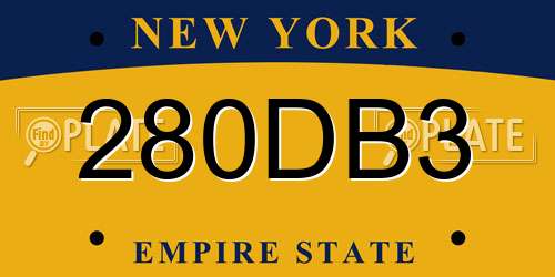 280DB3 New York License Plate