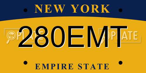 280EMT New York License Plate