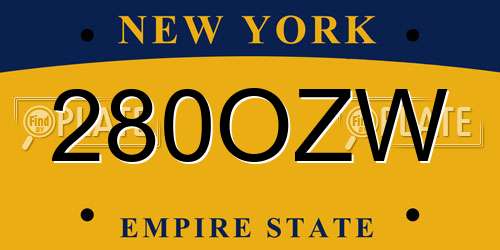 280OZW New York License Plate