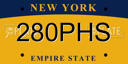 280PHS New York License Plate
