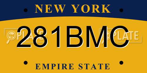 281BMC New York License Plate
