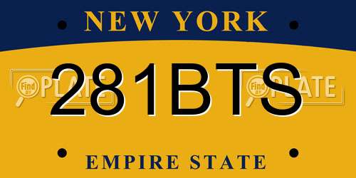 281BTS New York License Plate