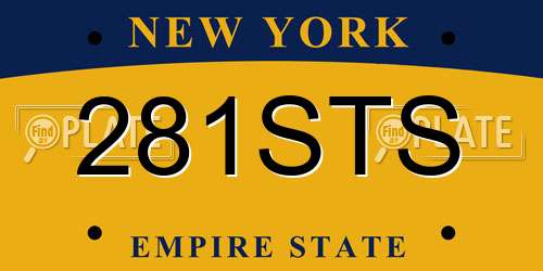 281STS New York License Plate