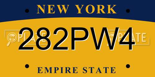 282PW4 New York License Plate