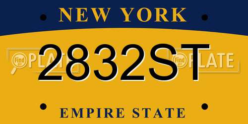 2832ST New York License Plate
