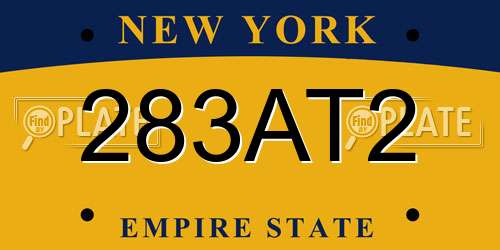 283AT2 New York License Plate