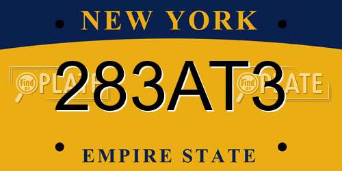 283AT3 New York License Plate