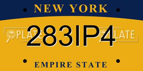 283IP4 New York License Plate