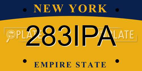 283IPA New York License Plate