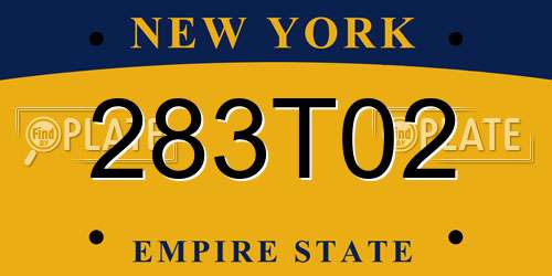 283T02 New York License Plate
