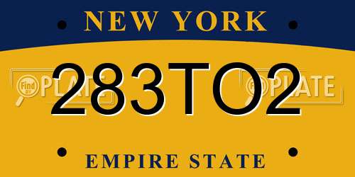 283TO2 New York License Plate