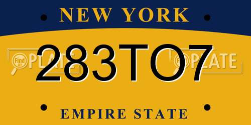 283TO7 New York License Plate