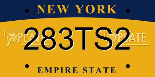 283TS2 New York License Plate