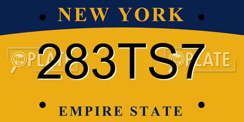 283TS7 New York License Plate