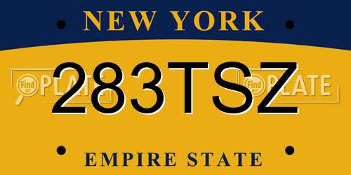 283TSZ New York License Plate