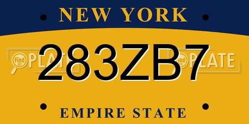 283ZB7 New York License Plate