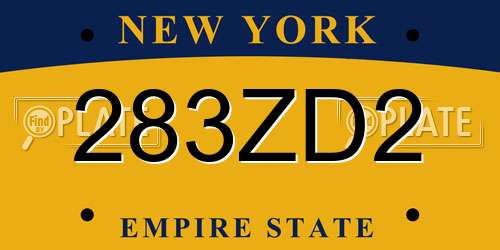 283ZD2 New York License Plate