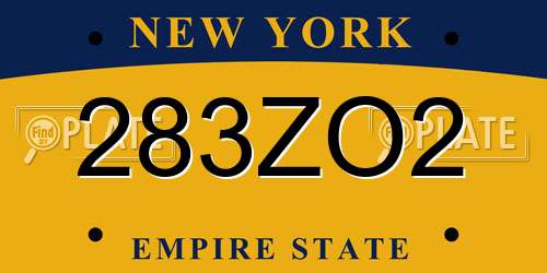 283ZO2 New York License Plate