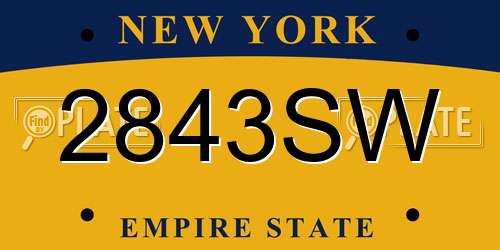 2843SW New York License Plate