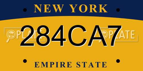 284CA7 New York License Plate