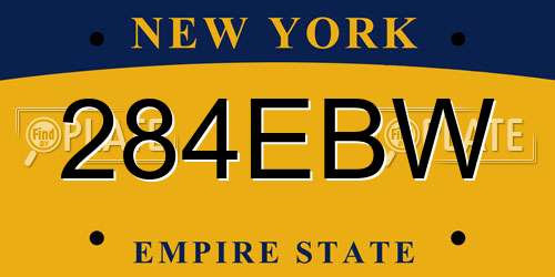 284EBW New York License Plate