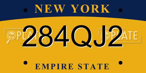 284QJ2 New York License Plate