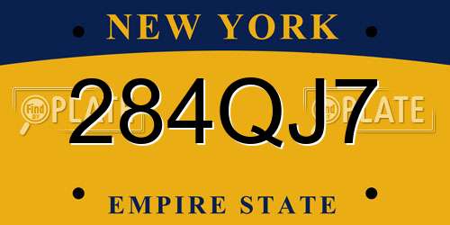284QJ7 New York License Plate