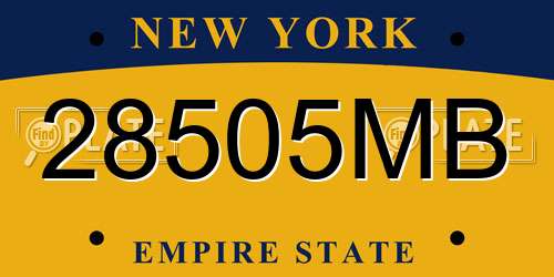 28505MB New York License Plate