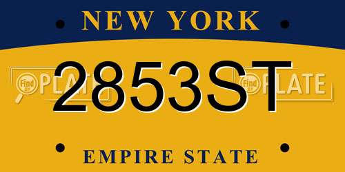 2853ST New York License Plate