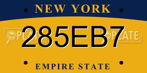 285EB7 New York License Plate