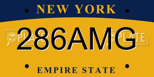 286AMG New York License Plate