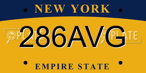 286AVG New York License Plate