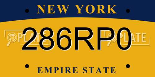 286RP0 New York License Plate
