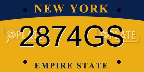 2874GS New York License Plate