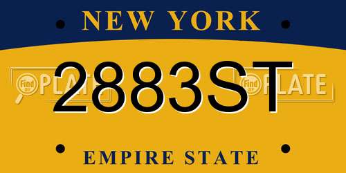 2883ST New York License Plate