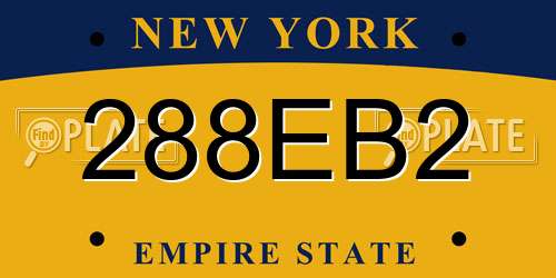 288EB2 New York License Plate