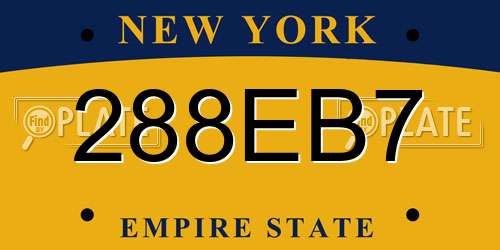 288EB7 New York License Plate