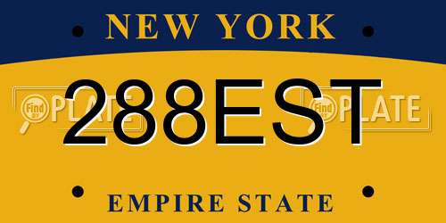 288EST New York License Plate