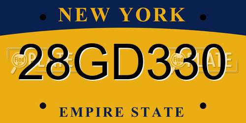 28GD330 New York License Plate