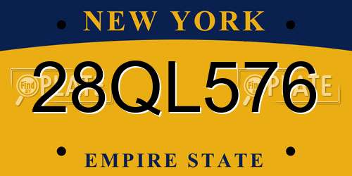 28QL576 New York License Plate