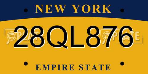 28QL876 New York License Plate
