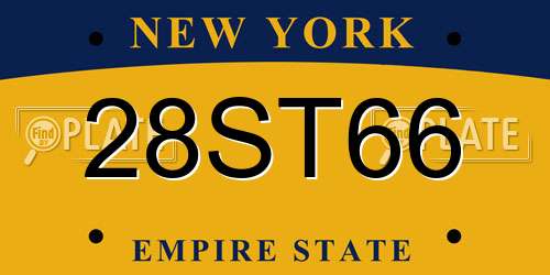 28ST66 New York License Plate