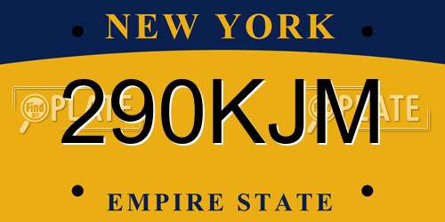 290KJM New York License Plate