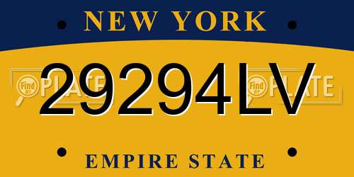 29294LV New York License Plate