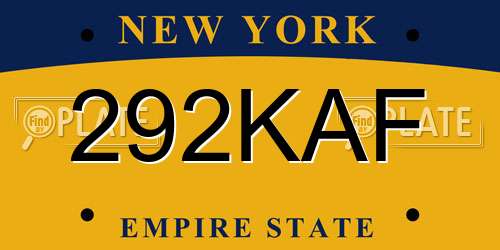 292KAF New York License Plate