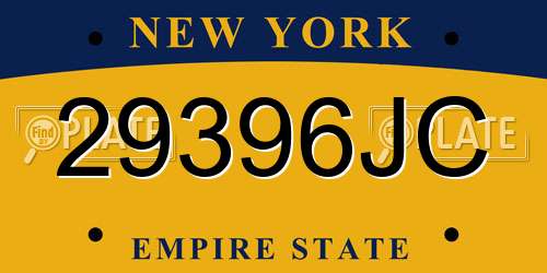 29396JC New York License Plate