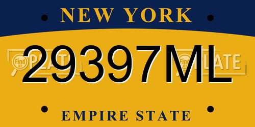 29397ML New York License Plate